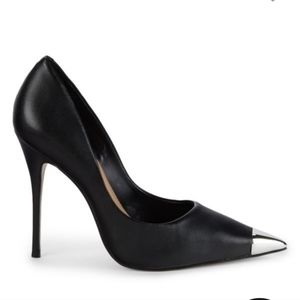 SAKS FIFTH AVENUE Black Pointed Toe Stiletto Pumps New in Box Size 10